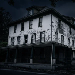 Lake House Hotel of Horror Exterior Front Right Corner of Victorian Era Structure located in Saylorsburg, Pennsylvania