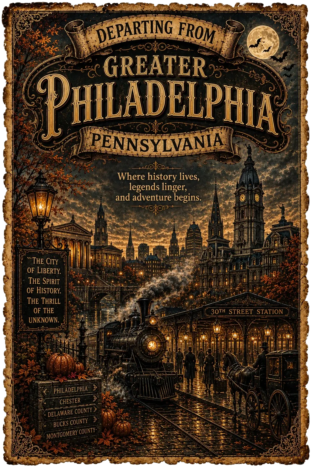 Adventure Atlas Greater Philadelphia, Pennsylvania departing poster for Hotel Of Horror haunted house