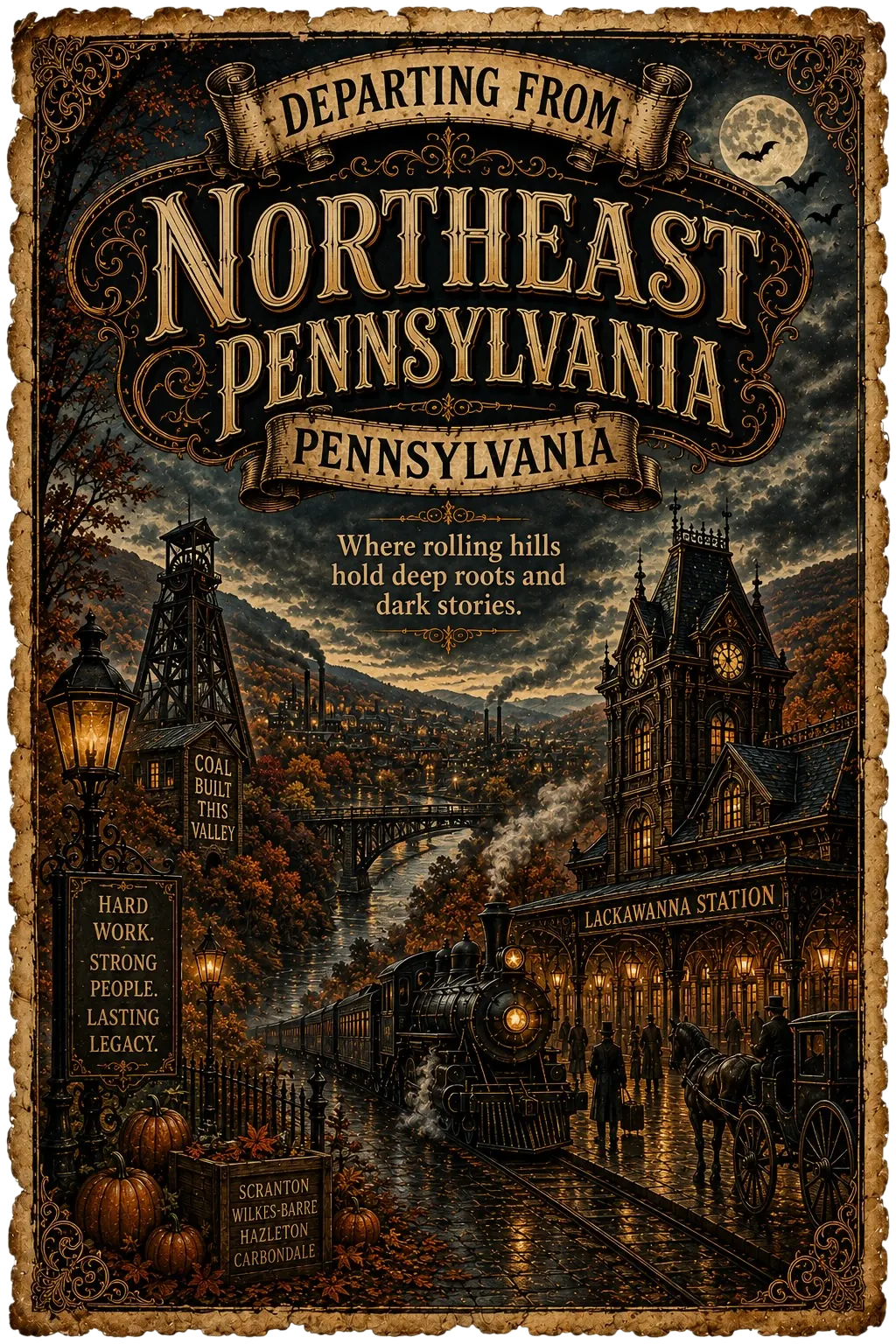 Adventure Atlas Northeast Pennsylvania departing poster for the Hotel of Horror