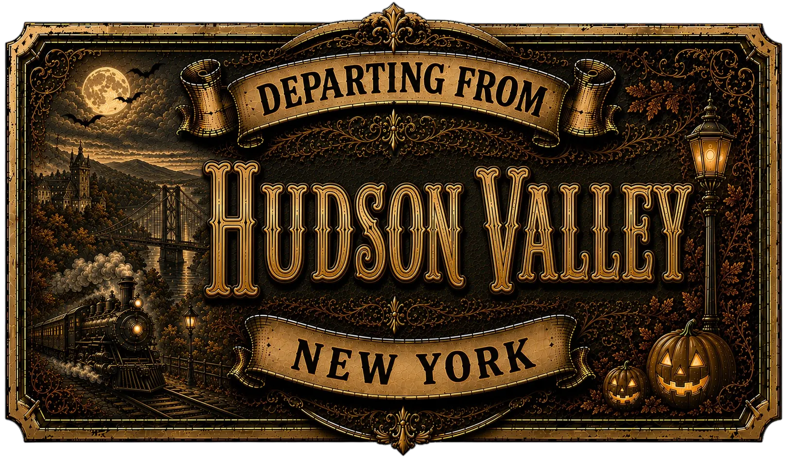 Adventure Atlas Hudson Valley, New York departing sign for the Hotel Of Horror