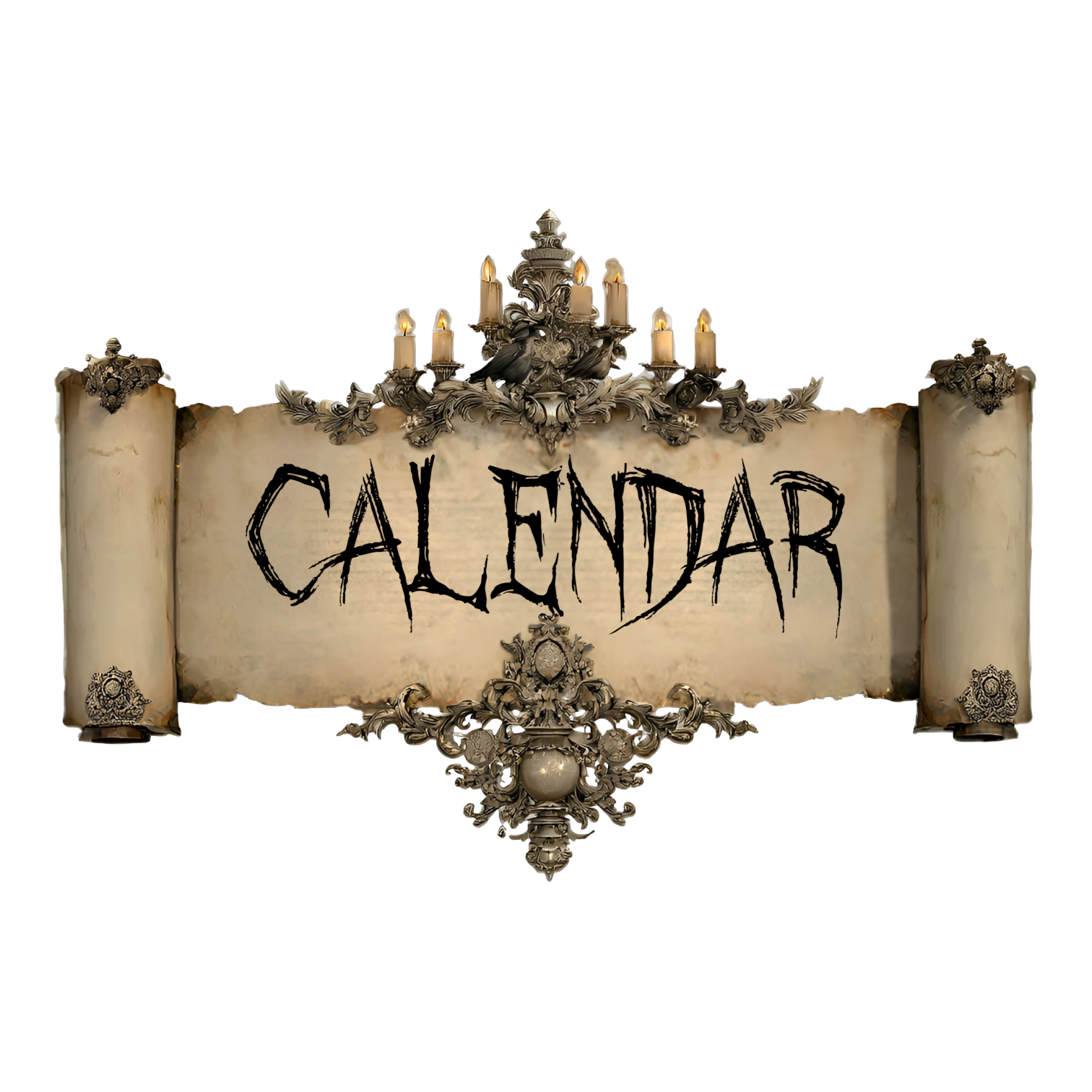hotel-of-horror-haunted-house-calendar Victorian Banner Graphic of Scroll with Ornate Embellishments Calendar