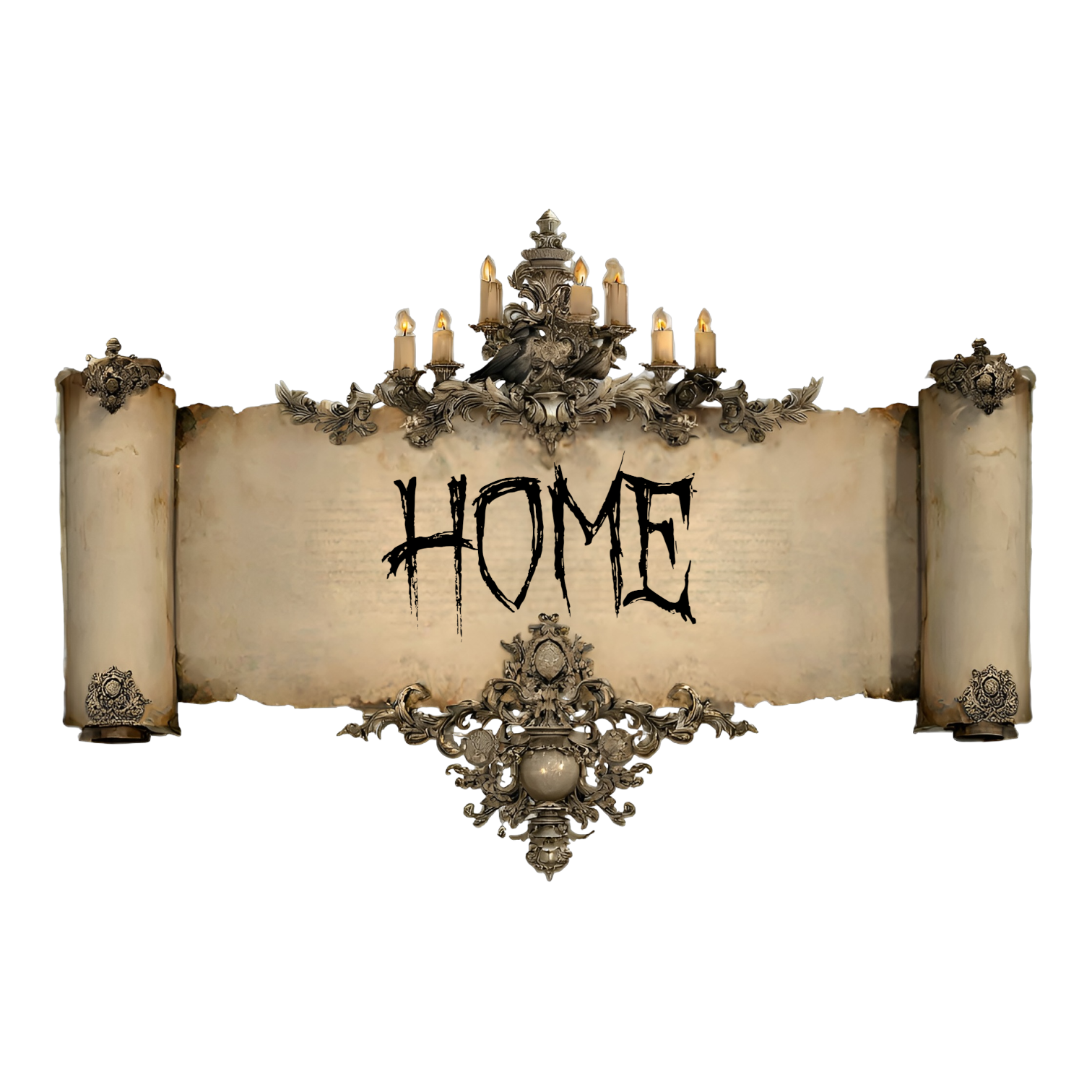 hotel-of-horror-haunted-house-home Victorian Banner Graphic of Scroll with Ornate Embellishments Home