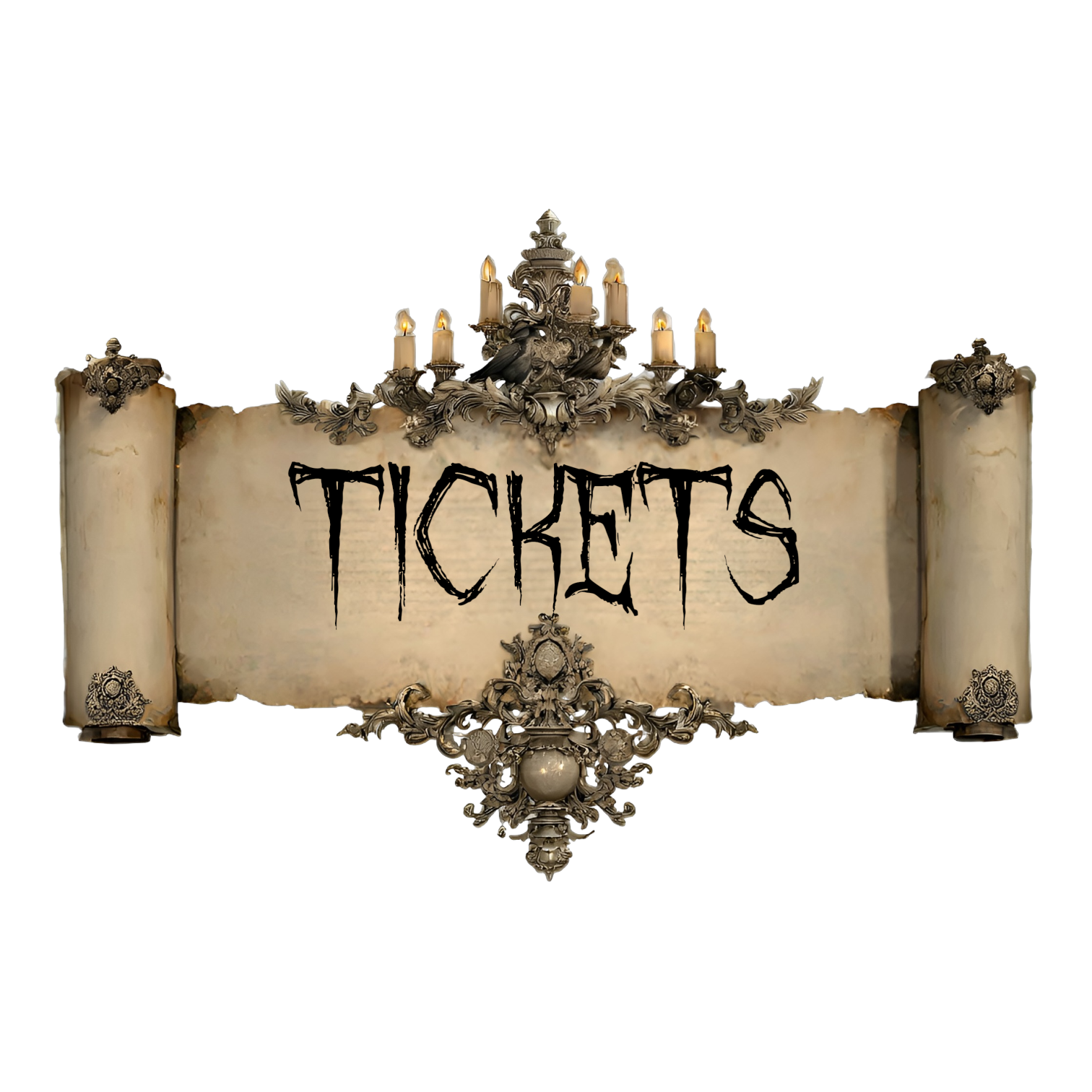 hotel-of-horror-haunted-house-tickets Victorian Banner Graphic of Scroll with Ornate Embellishments Tickets