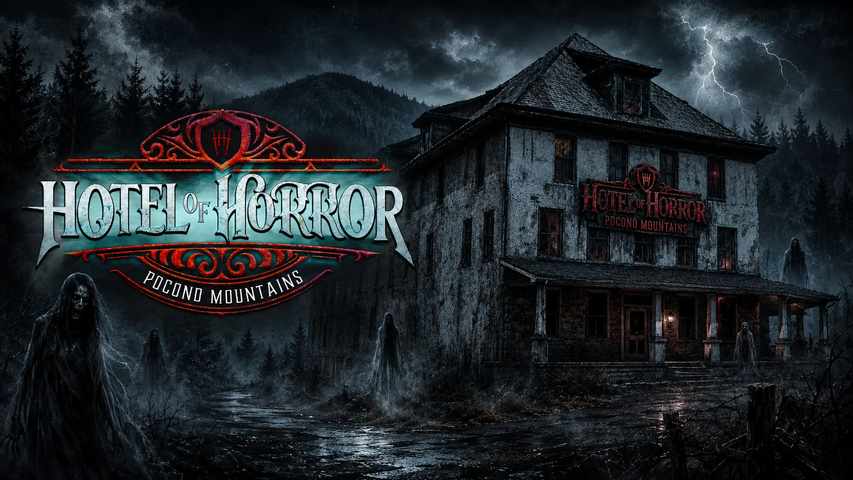 Hotel of Horror Haunted House Water Retro Spirits Hero