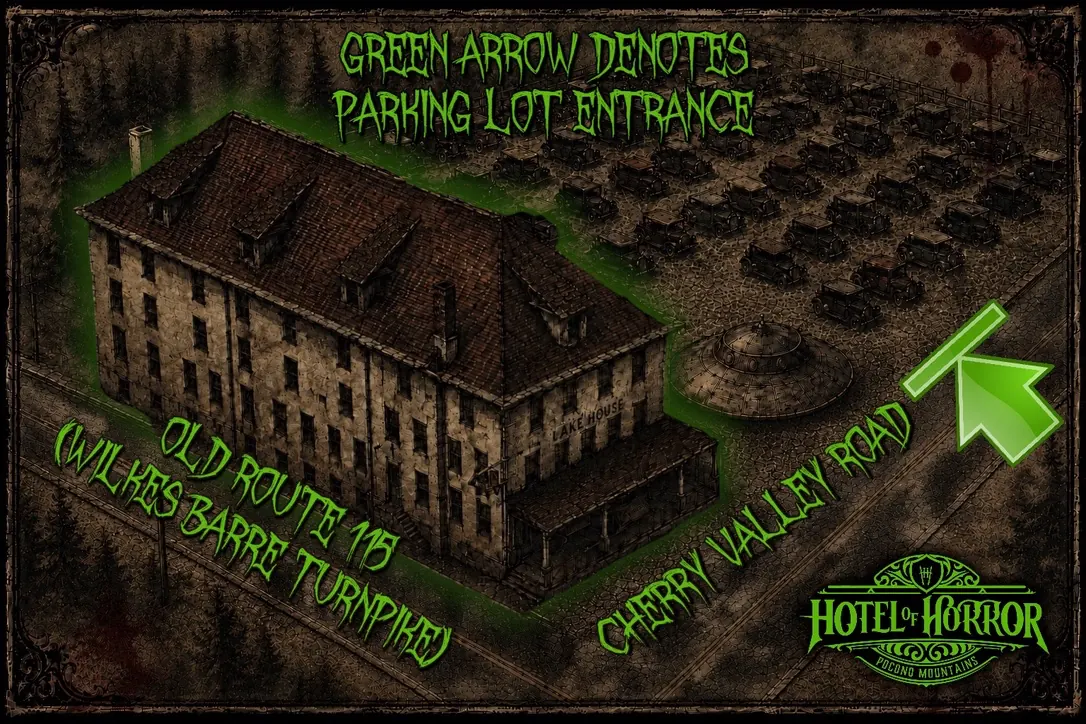 Hotel of Horror Parking Lot Illustration Graphic