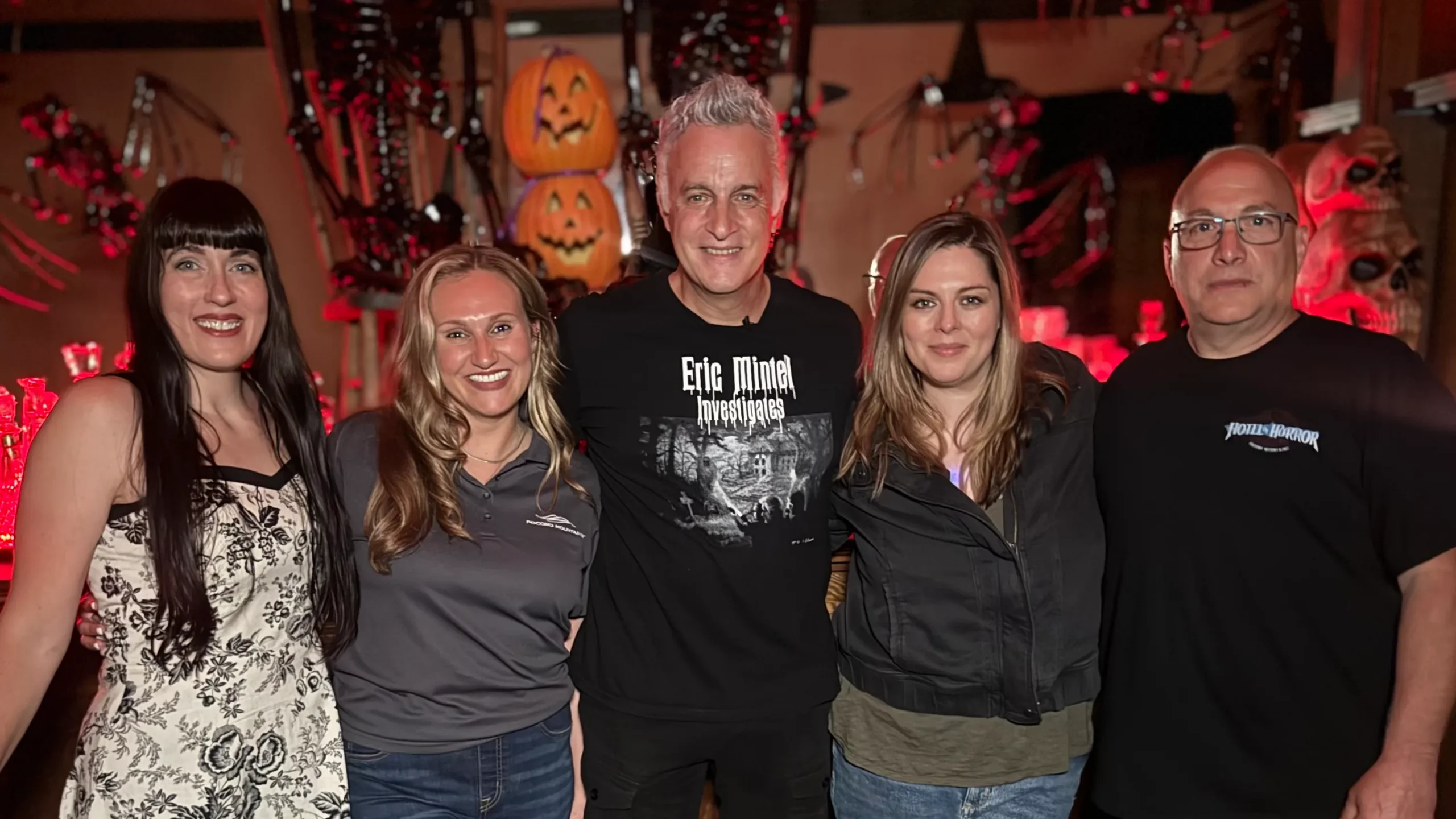 Eric Mintel Investigates the Lake House Hotel of Horror Group Shot featuring Eric Mintel, Brianna Strunk, Katrina Weidman, and The Ambrosios 